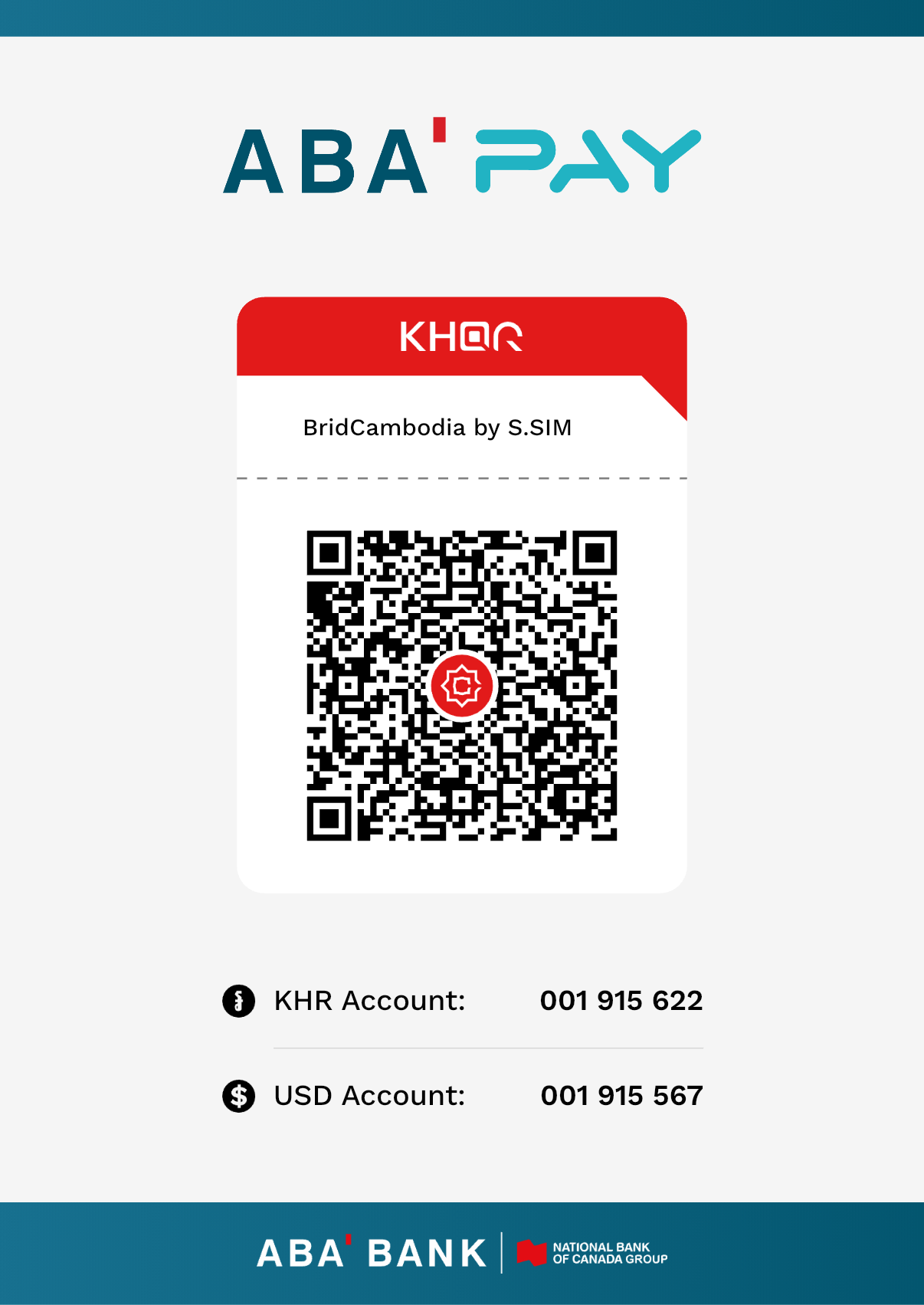 BRID ABA KHQR payment